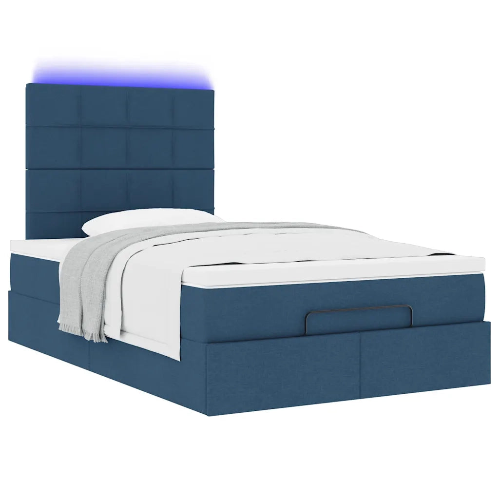 Struttura Letto Pouf con Materasso Blu 120x190 cm in Tessuto 3313995