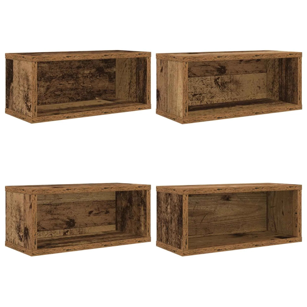 Rack per Stoccaggio CD 4 pz Legno antico 40 x 17 x 17 cm 8012726