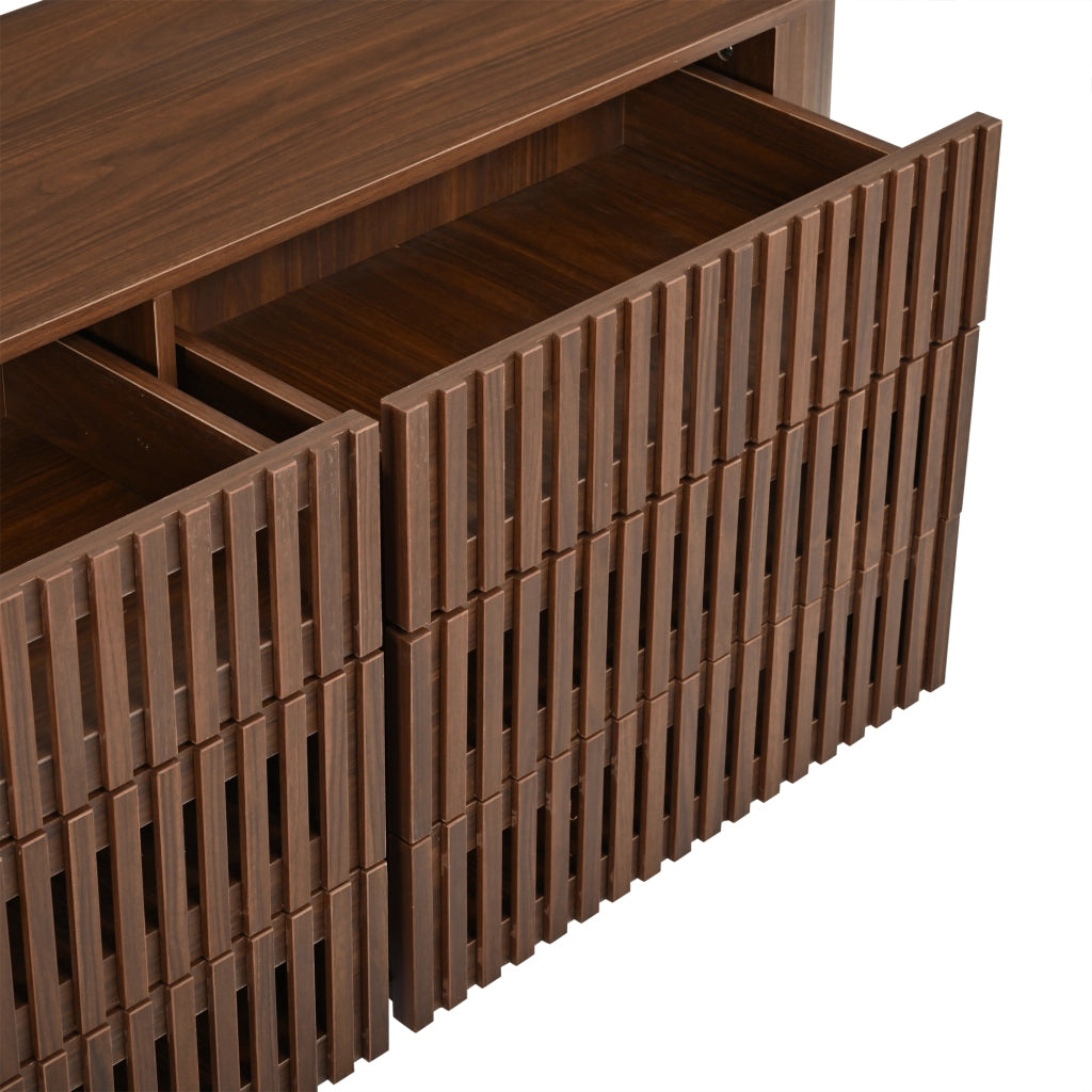 Madia con 6 cassetti e design a lamelle; per soggiorno; in MDF; 160×40×70 cm