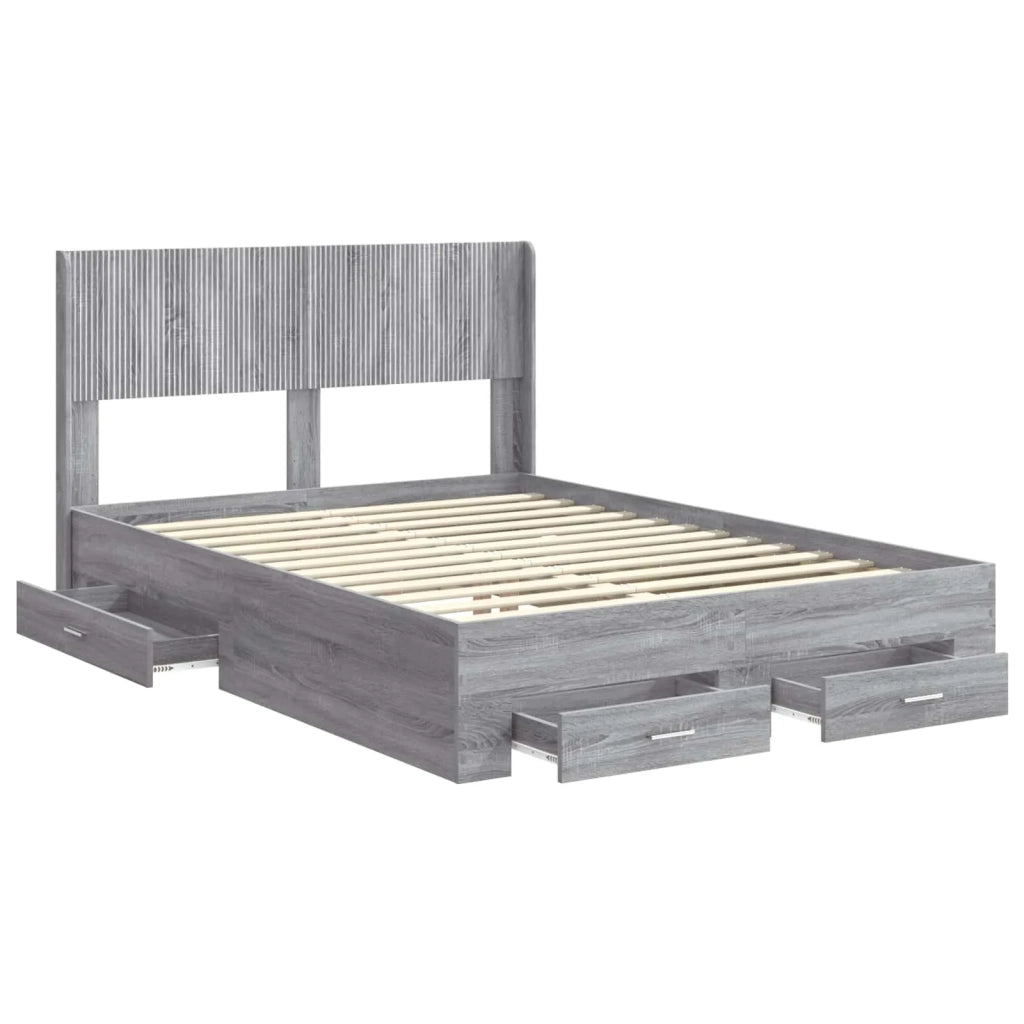 Struttura del letto con stoccaggio e testata-Giroletto con contenitore Sonoma grigio 764409