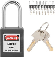 Sistema di Sicurezza 10 Set - Barra di Blocco in Acciaio - Resistente ai Colpi - Cintura in Nylon Rafforzato - Etichetta Descrivibile - Resistente al Calore - Cerniera da Appendere