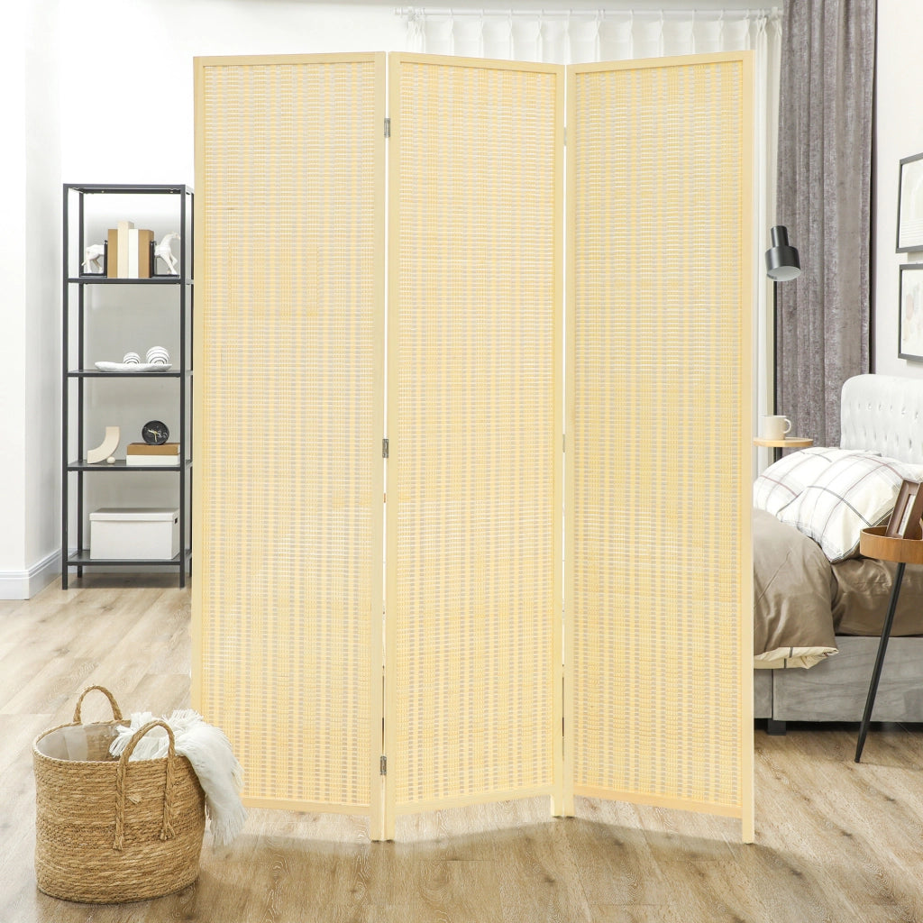 Paravento in legno 3 pannelli ¨C zephmum ¨C naturale 135x180 cm