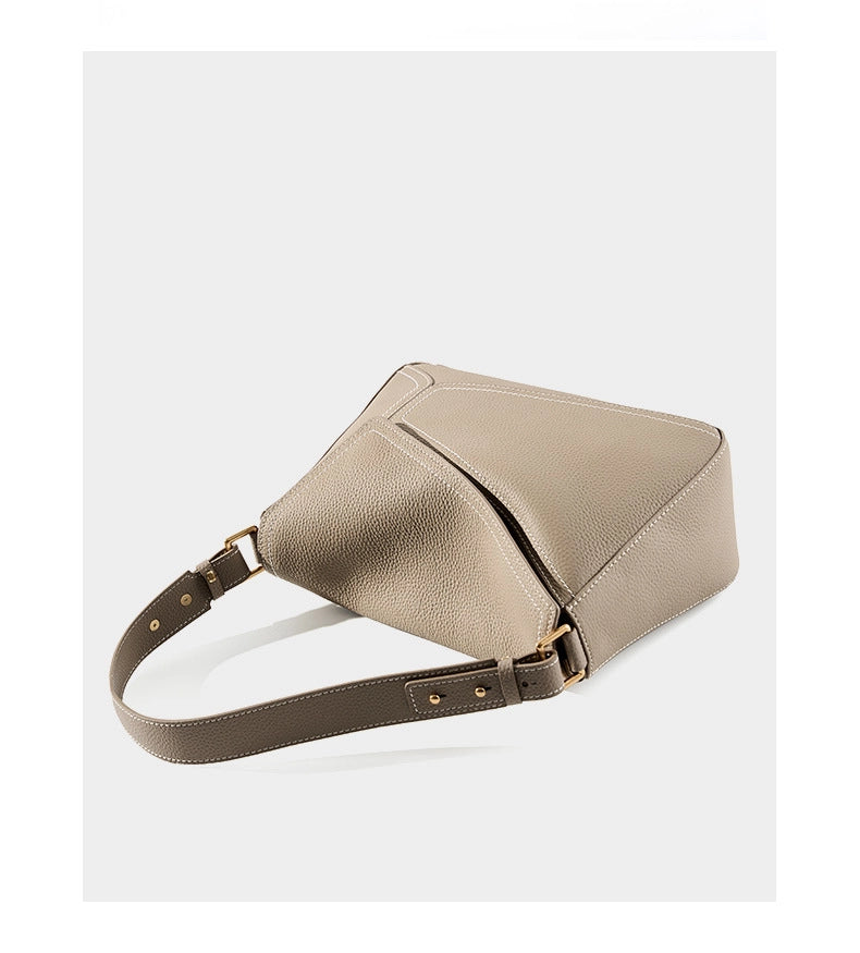 Borse a tracolla in vera pelle, eleganti borse a spalla Hobo grigie
