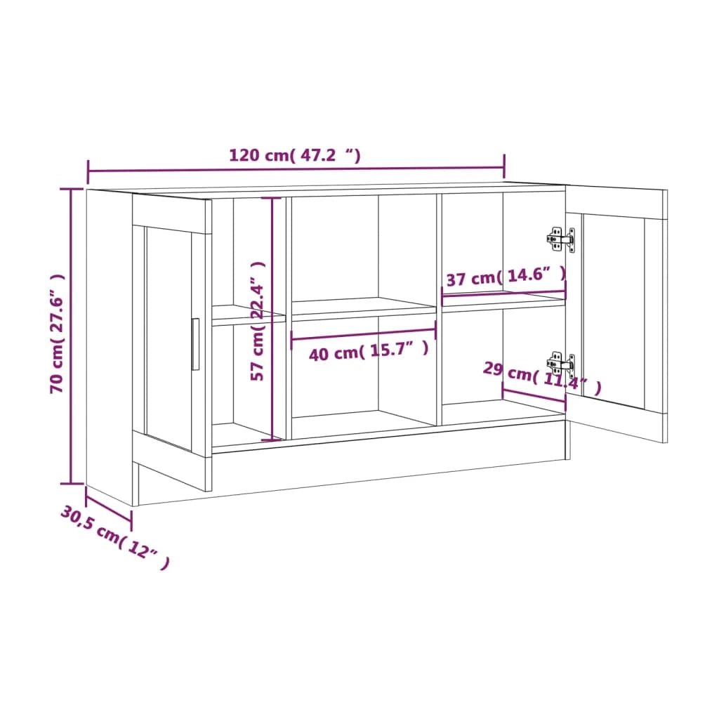 Buffet credenza cassettiera armadio mobile contenitore organizer per cucina soggiorno salotto 120 x 30,5 x 70 cm legno ingegnerizzato marrone 02_0031174