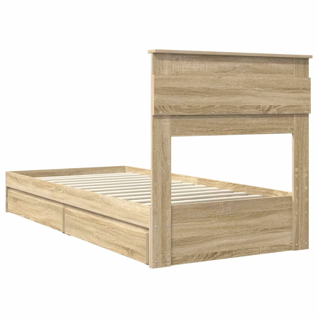 Letto con Contenitore con testiera Rovere Sonoma 90 x 190 cm