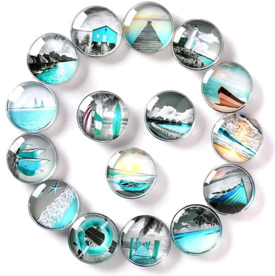 16 pezzi di magneti per frigorifero in vetro cristallo con vista spiaggia per casa, ufficio, lavagna bianca, foto, festa, vacanza, decorativo regalo di compleanno