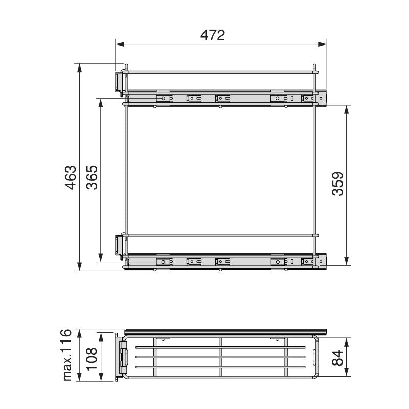 Portaposate Optima Vertex/Concept, profondità 500 mm, spessore 16 mm, modulo 800 mm, Tecnoplastica, Grigio antracite