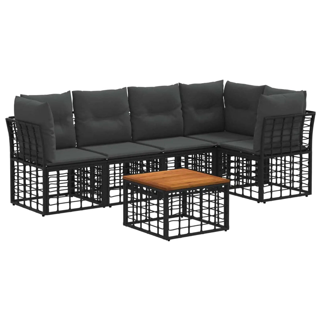 Set di divani da esterno 6 pcs Nero e Grigio scuro Poliestere 3437469