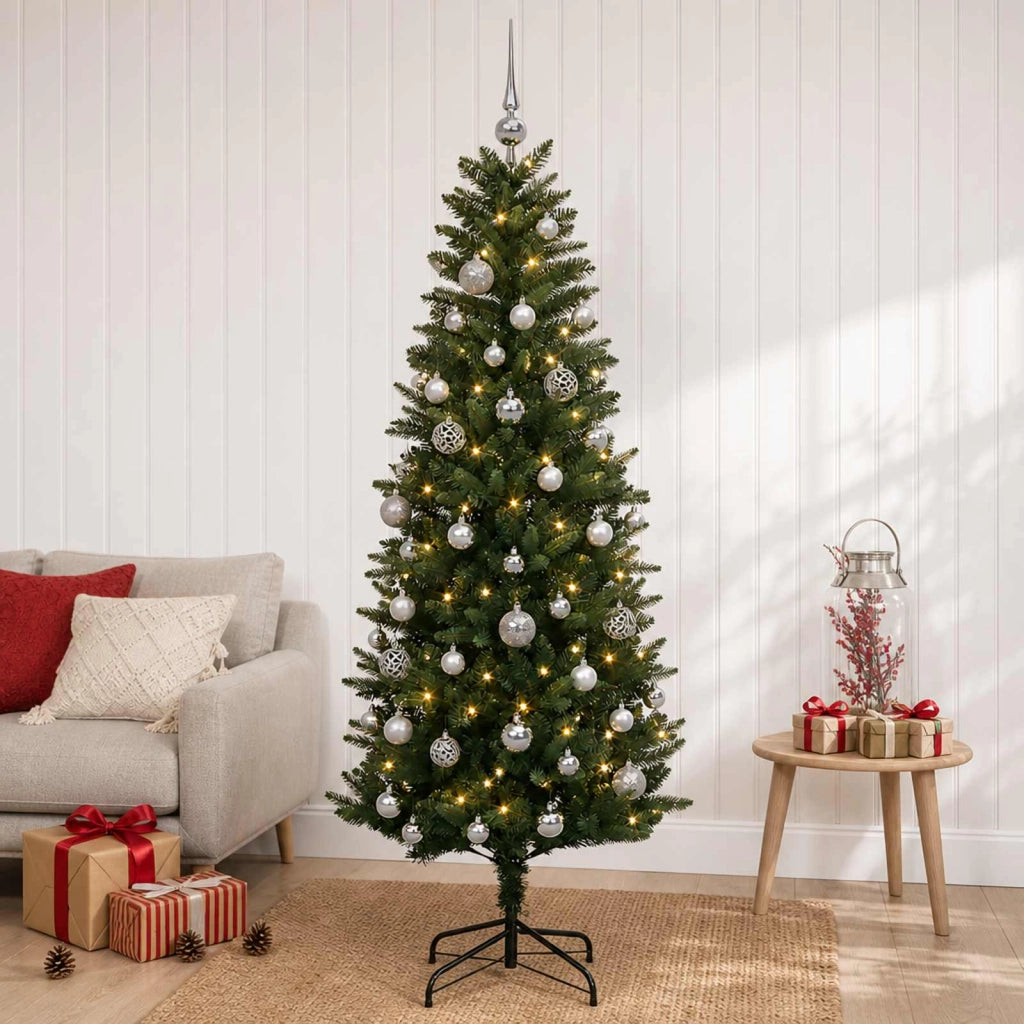 Albero di Natale Artificiale con Palline 150 cm 150 LED 3466020