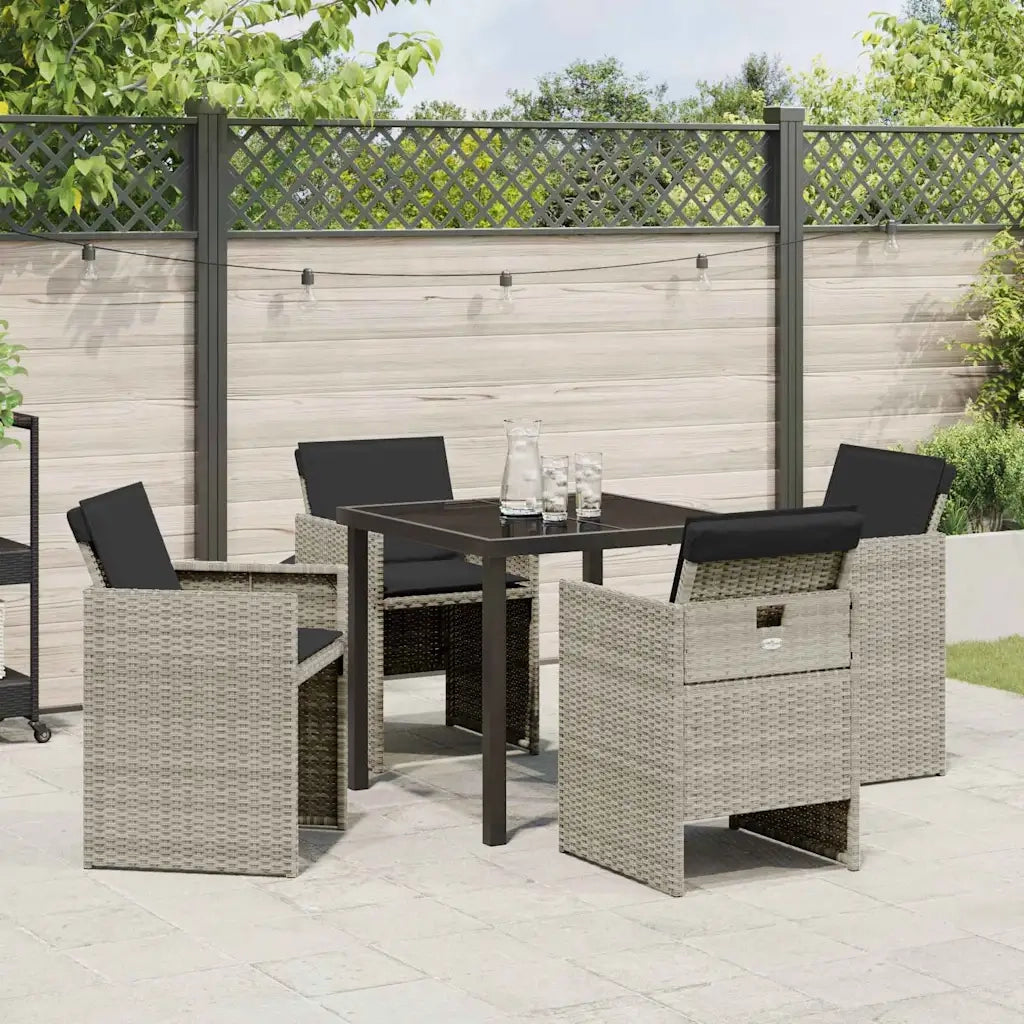 Set da Pranzo per Giardino 5 pcs Grigio chiaro polyrattan 3379960