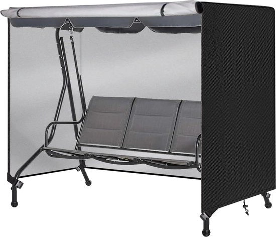 Copertura impermeabile per sdraio oscillante - sacco di protezione con cavo e cerniere regolabili - 220 x 150 x 170 cm - nero