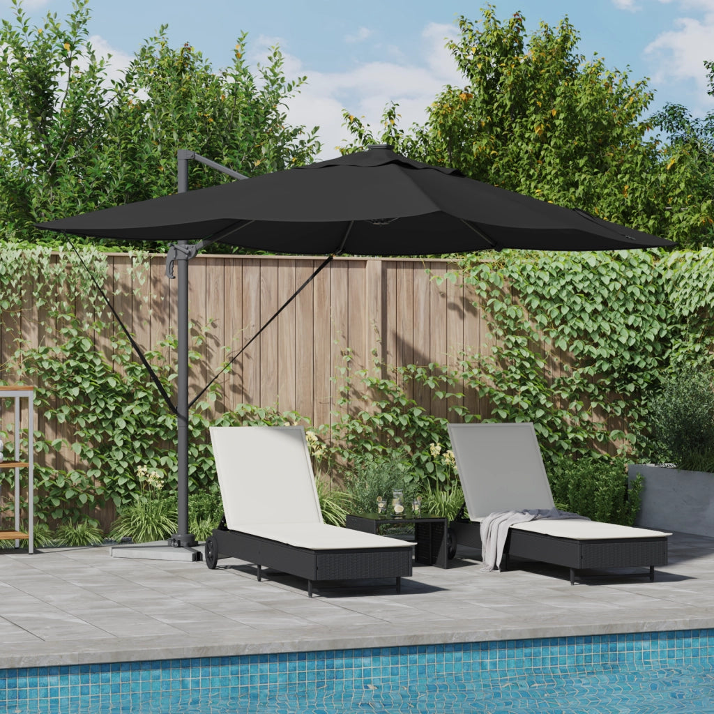 Ombrellone a Sbalzo Roma con LED Nero 352x251x265 cm Alluminio