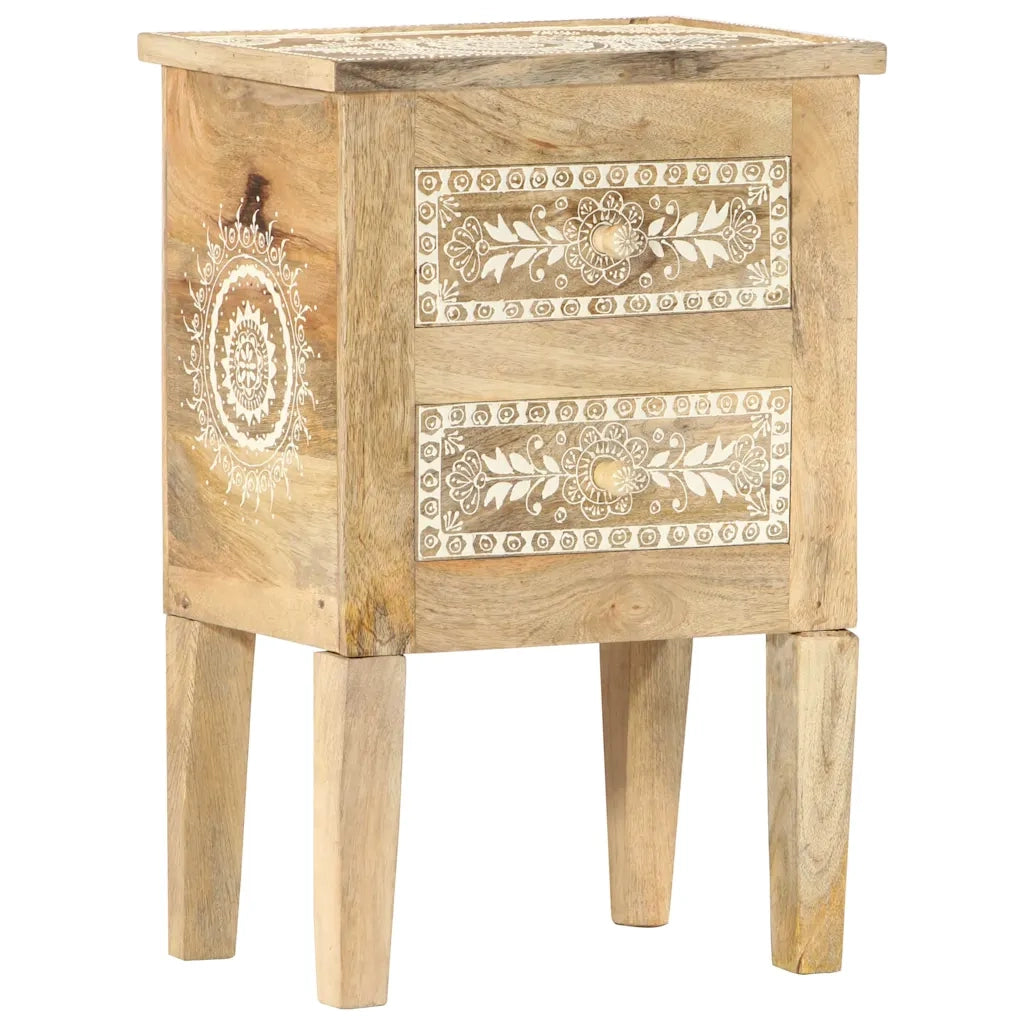 Comodino Dipinto a Mano 40x30x60 cm in Legno Massello di Mango 286161