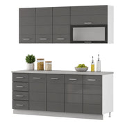 Cucinino Riquew, Cucina 6 Ripiani, Elettrodomestici non inclusi, Grigio Scuro