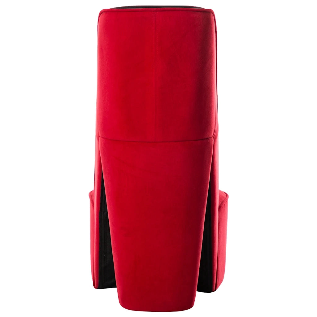 Poltrona | Sedia Relax a Forma di Scarpa con Tacco Alto in Velluto Rosso