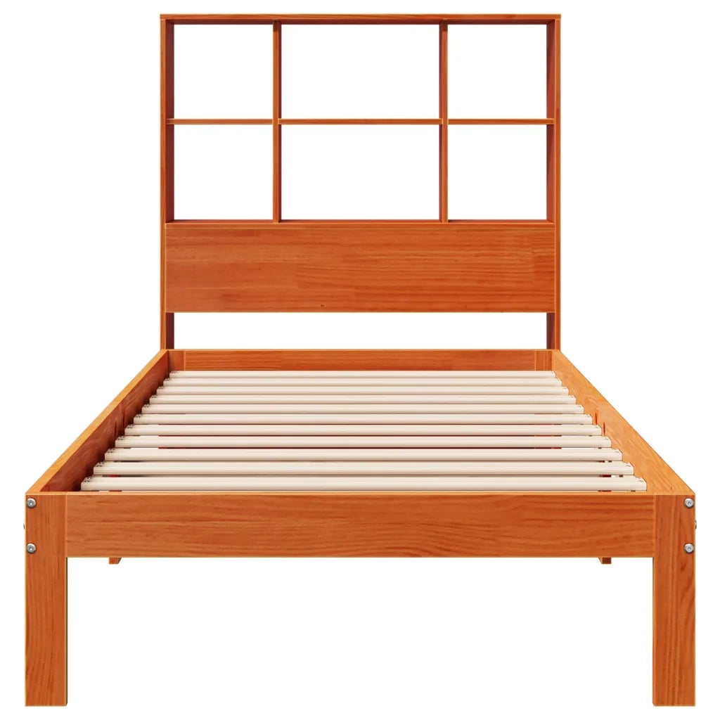 Letto Libreria senza Materasso Marrone Cera 100x200 cm in Pino 3322578