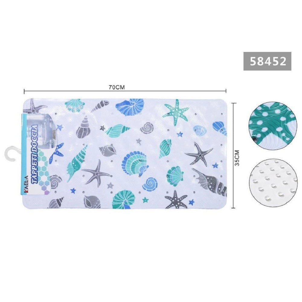 Trade Shop - Tappeto Antiscivolo Rettangolare Bagno Vasca Doccia Oggetti Marini 35x70cm 58452 -