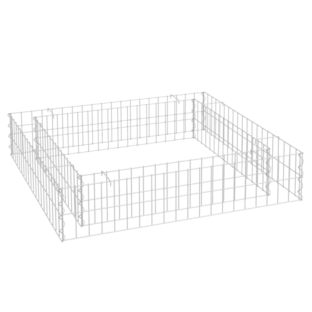 Aiuola rialzata in gabbione di acciaio zincato 100 x 100 x 20 cm Argento 02_0039891