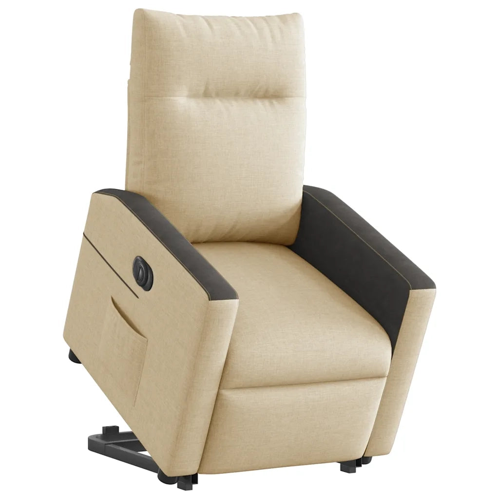Poltrona | Sedia Relax Alzapersona Reclinabile Elettrica Crema in Tessuto