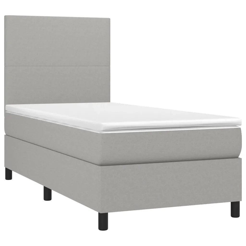 Letto a Molle Materasso e LED Grigio Chiaro 90x190 cm Tessuto 3134677