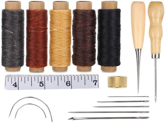 Accessori per la lavorazione del cuoio - Attrezzi per cucire/Scultura - Aghi e fili - Aghi da cucire - Accessori DIY per la cucita - 5x Cordino di cera/Regolo di metallo