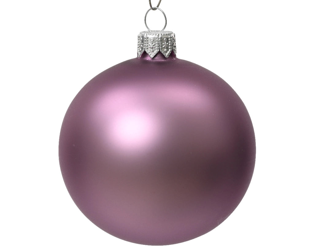 Box Da 6 Palline Di Natale In Vetro Opaco Colore Lilla Cristallo 6Cm