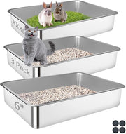 Raccoglitore per gatti in acciaio inossidabile, 3 pezzi, grande raccoglitore per gatti grandi, per più gatti, rivestimento antiscivolo, facile da pulire (70-50-15 cm)