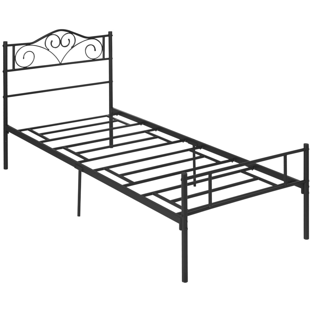 Letto in metallo con rete a doghe ¨C zephmum ¨C nero 90x200 cm