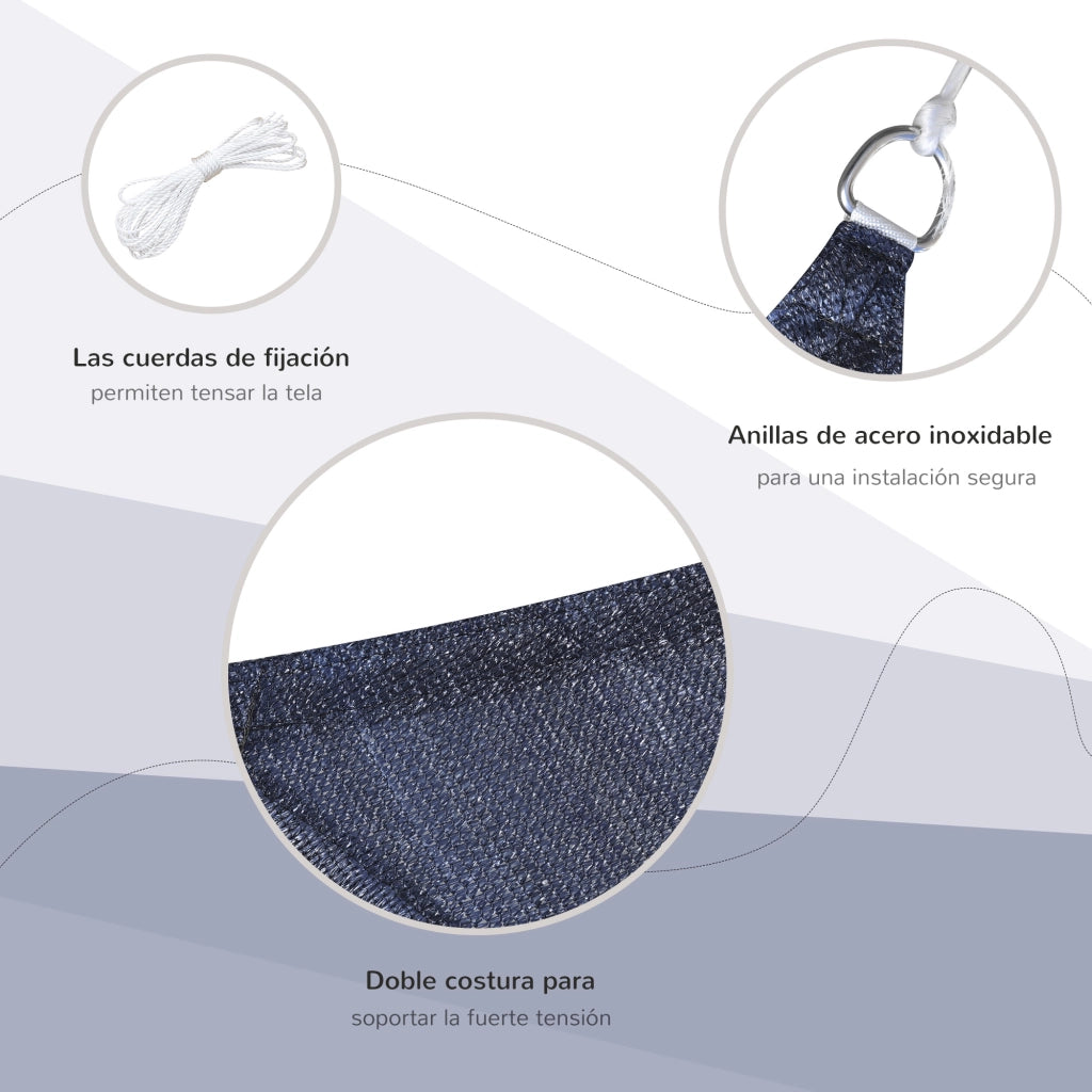 Toldo Vela Rettangolare 4x6 m ¨C zephmum ¨C Blu per Giardino Patio con Anelli Acciaio Inox