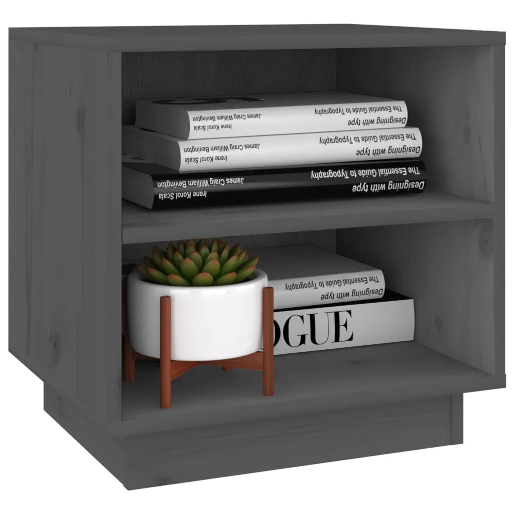 Comodini 2 pz Grigi 40x34x40 cm in Legno Massello di Pino 813330
