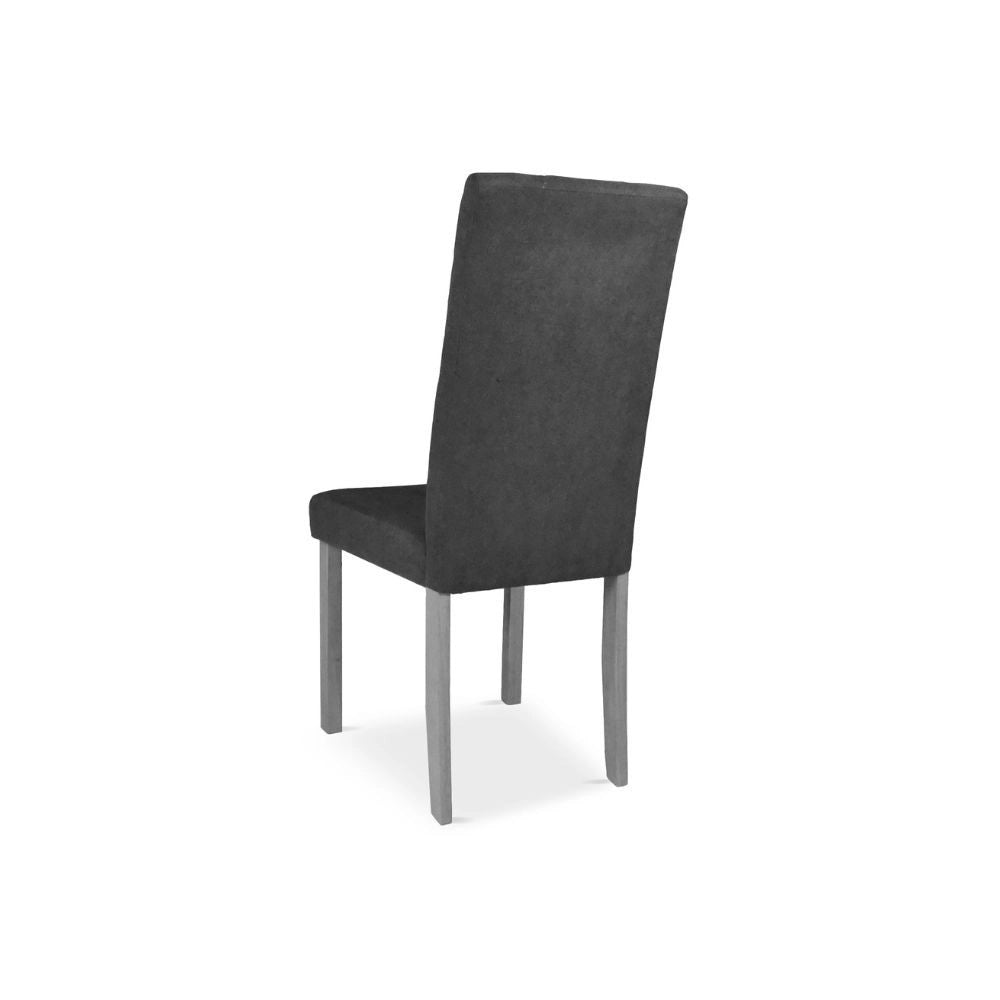 Set 2 Sedie imbottite struttura in legno e tessuto grigio con cuciture verticali Tom