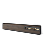 Mobile TV Soggiorno, 310x50x37 cm, Per TV fino a 80", Camino elettrico, Rovere scuro e Nero