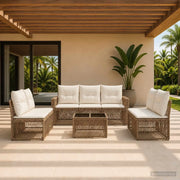 Set Divano da Giardino 8 pcs Beige e Bianco Crema polyrattan 3435096