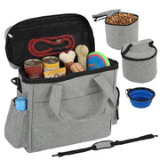 Trasportino per Cani con Scomparti e Ciotole ¨C zephmum ¨C Grigio Chiaro 38x17x35 cm
