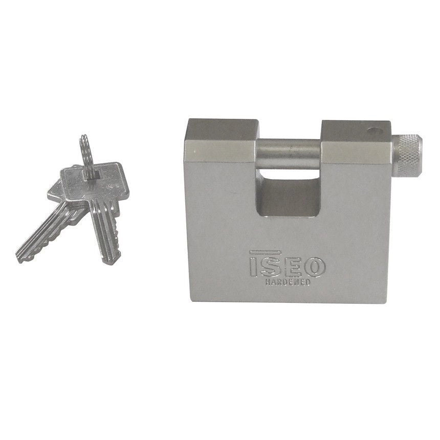 Iseo P2407513S Clarus Lucchetto Antiscasso Corazzato 75 mm per Serranda Stelo 12 mm 3 Chiavi
