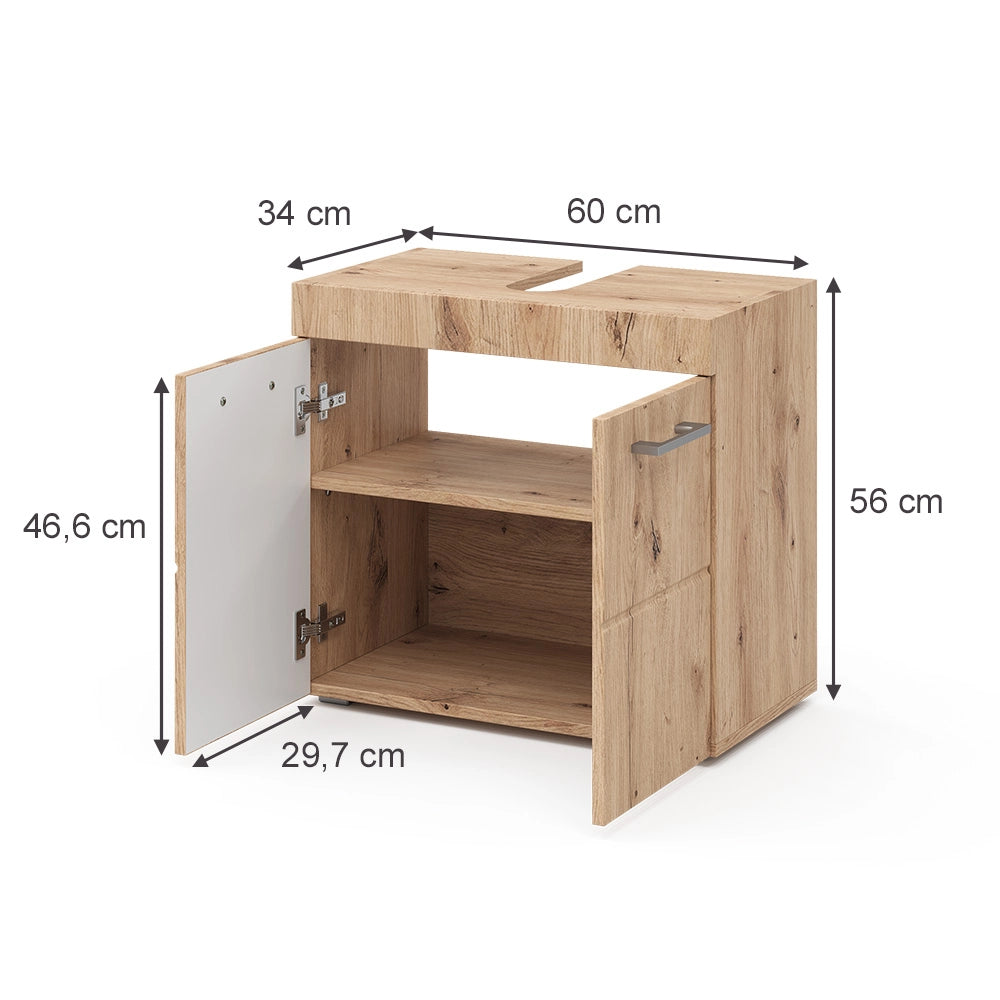 Mobile sottolavabo per bagno Luna Quercia Wotan 60 x 56 cm Vicco