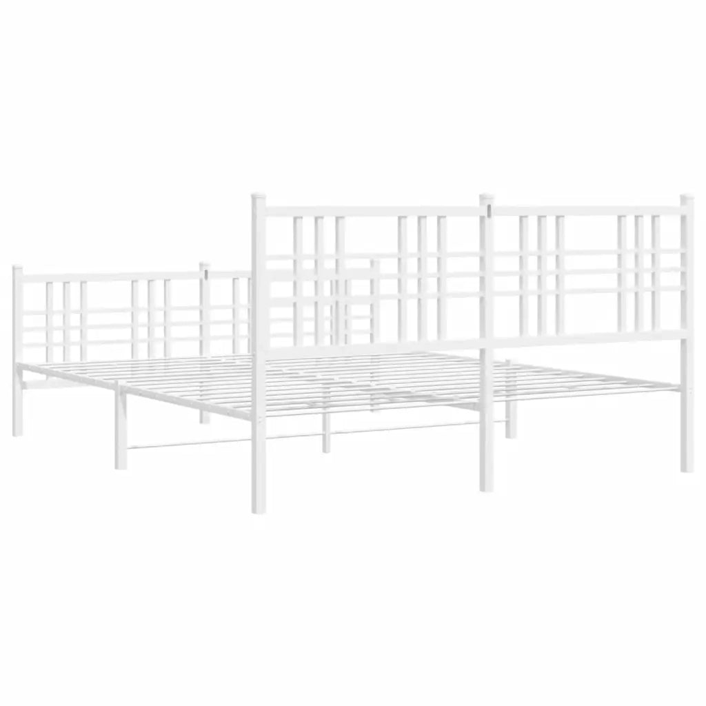 Letto matrimoniale | Letto per adulti | Giroletto con Testiera e Pediera Metallo Bianco 150x200 cm