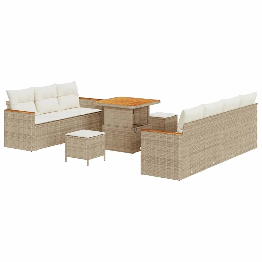 Set Divano da Giardino 10 pcs Beige polyrattan