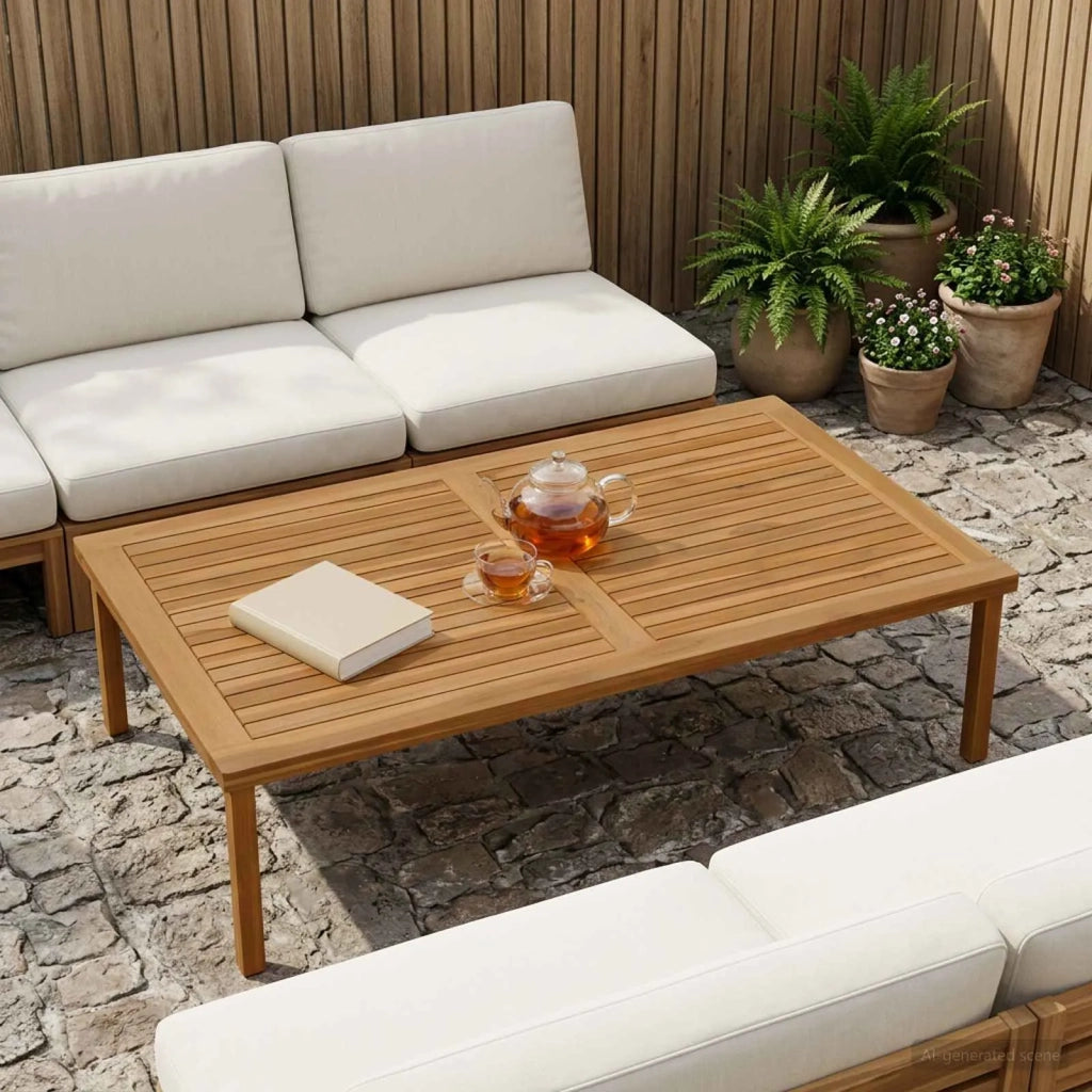 Piano del tavolo Rettangolare Legno di teak solido Naturale 42033169