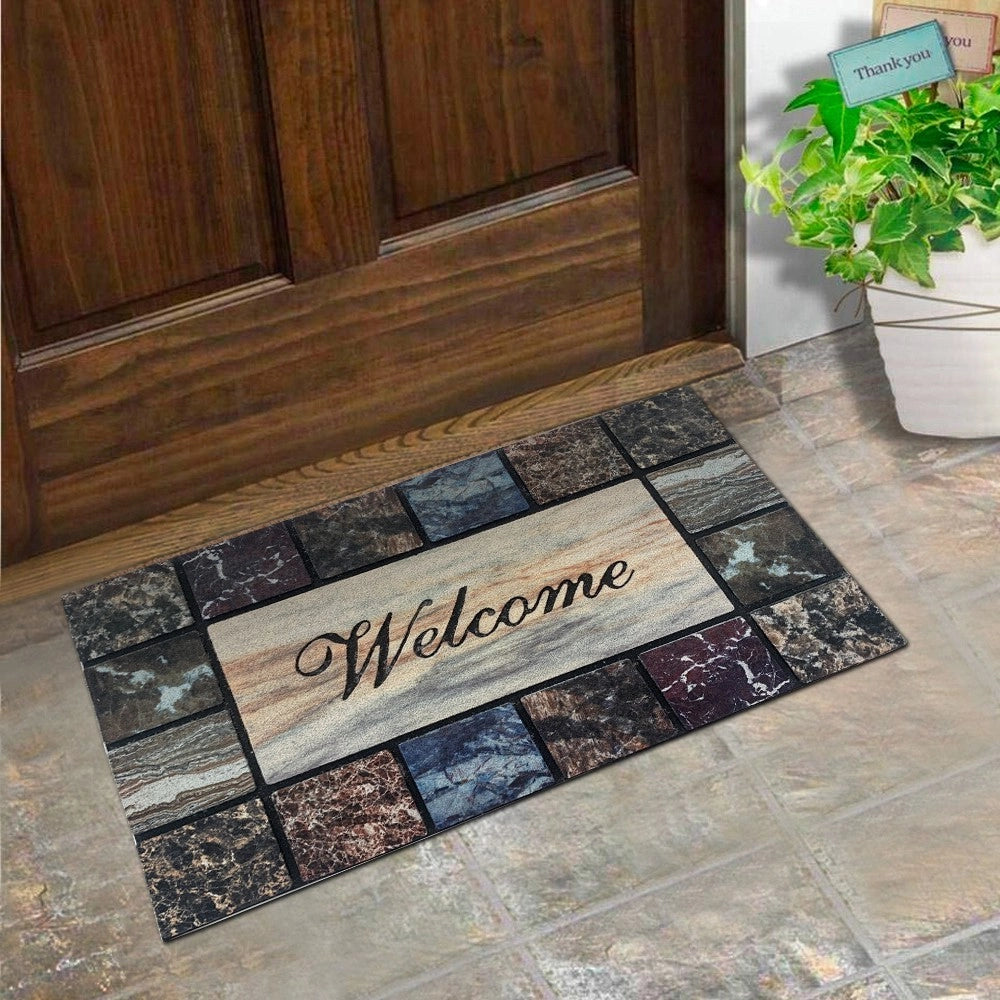 Zerbino Ingresso Robusto Spesso 1 Cm Pietre 3D Antiscivolo Assorbente Tappeto Entrata Casa Dis_C