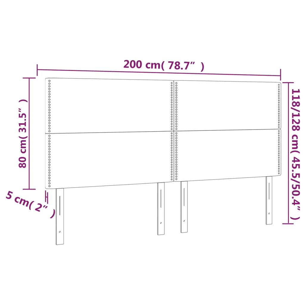 Testiera-Testata Decorativa Grigio Scuro 200x5x118/128 cm Velluto 494597