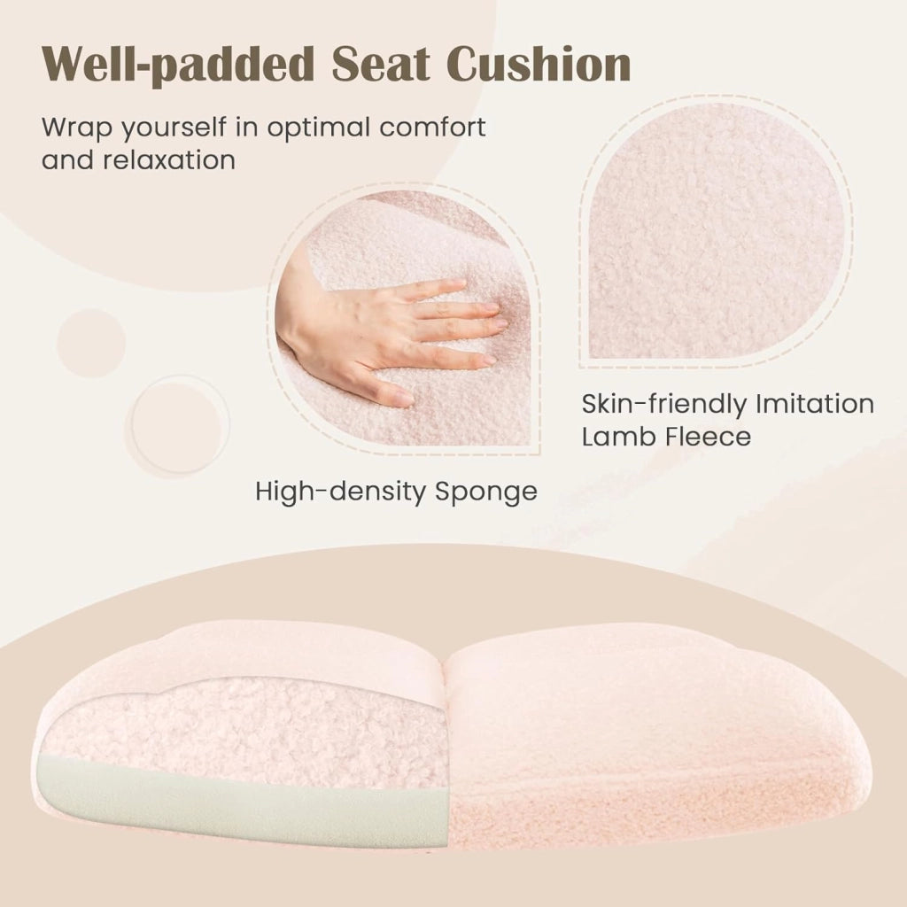Sedia da ufficio con altezza regolabile, con 5 ruote, 73 x 69 x 79-87 cm, sedia girevole con gambe incrociate e seduta imbottita, sedia senza braccioli, per soggiorno, studio (rosa)