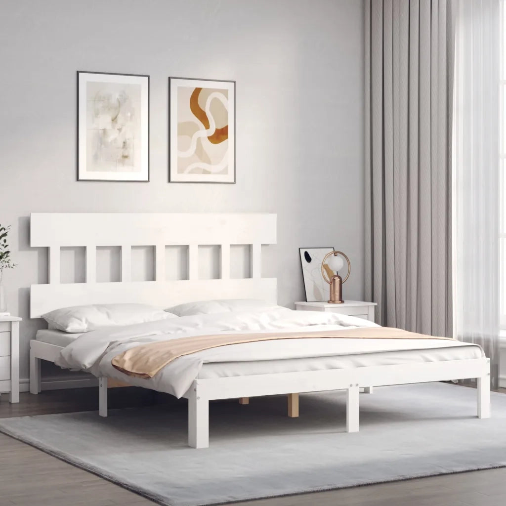 Giroletto senza Materasso Bianco 160x200 cm Legno Massello Pino 3193607