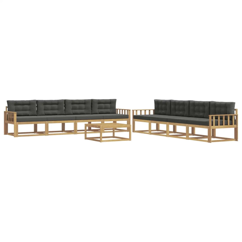 Set di divani da esterno 9 pz Bianco e Antracite Poliestere 3386231