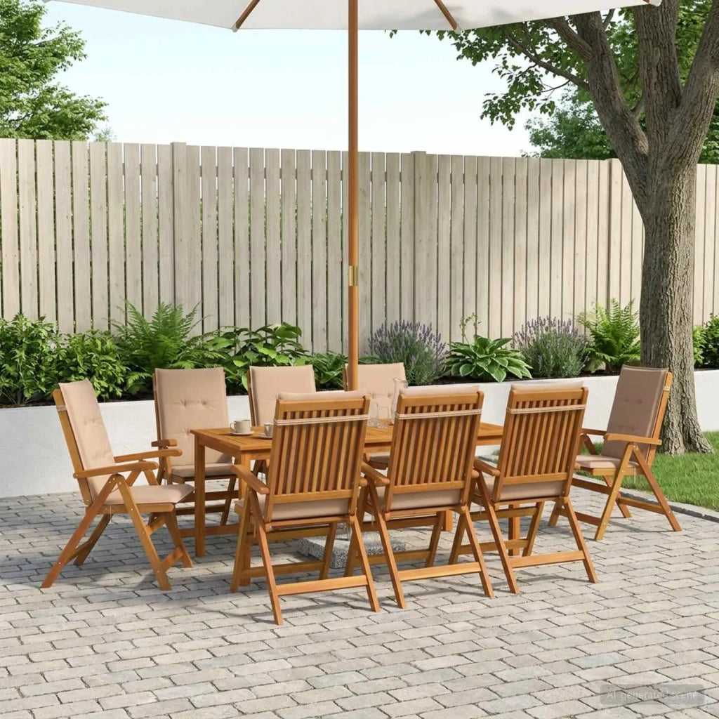 Set da pranzo da giardino da 9 pezzi 9 pz Naturale 3434628