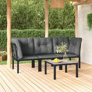 Set Salotto da Giardino 4 pz Nero e Grigio in Polyrattan 362803