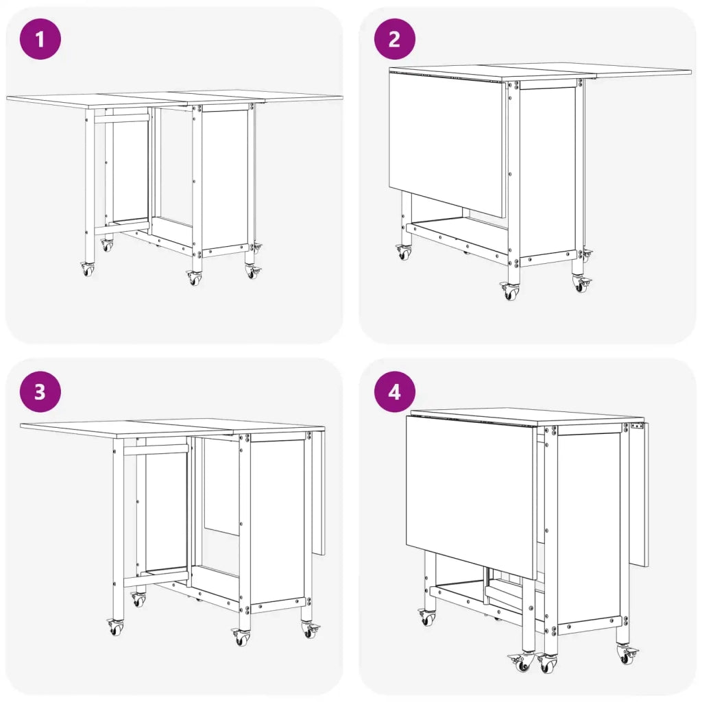 Tavolo da pranzo pieghevole con ruote 130 x 80 x 76,5 cm