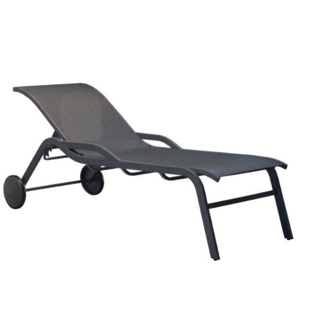 SINED Chaise lounge in alluminio con ruote e rivestimento in tessuto antracite - Modello CHAISE-LOUNGE-ARTURO-ANTRACITE