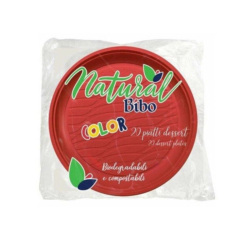 BIBO PIATTI DA DESSERT IN BIOPLASTICA D17 CM CONFEZIONE DA 20 PZ ROSSI