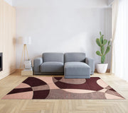 Tappeto Arredo Moderno Morbido in Ciniglia Ingresso Antiscivolo Prodotto Italiano  Soggiorno Camera Salotto Disegni Piazzati Cotone Varie Misure Grande Hills/Vino - 65x115 cm